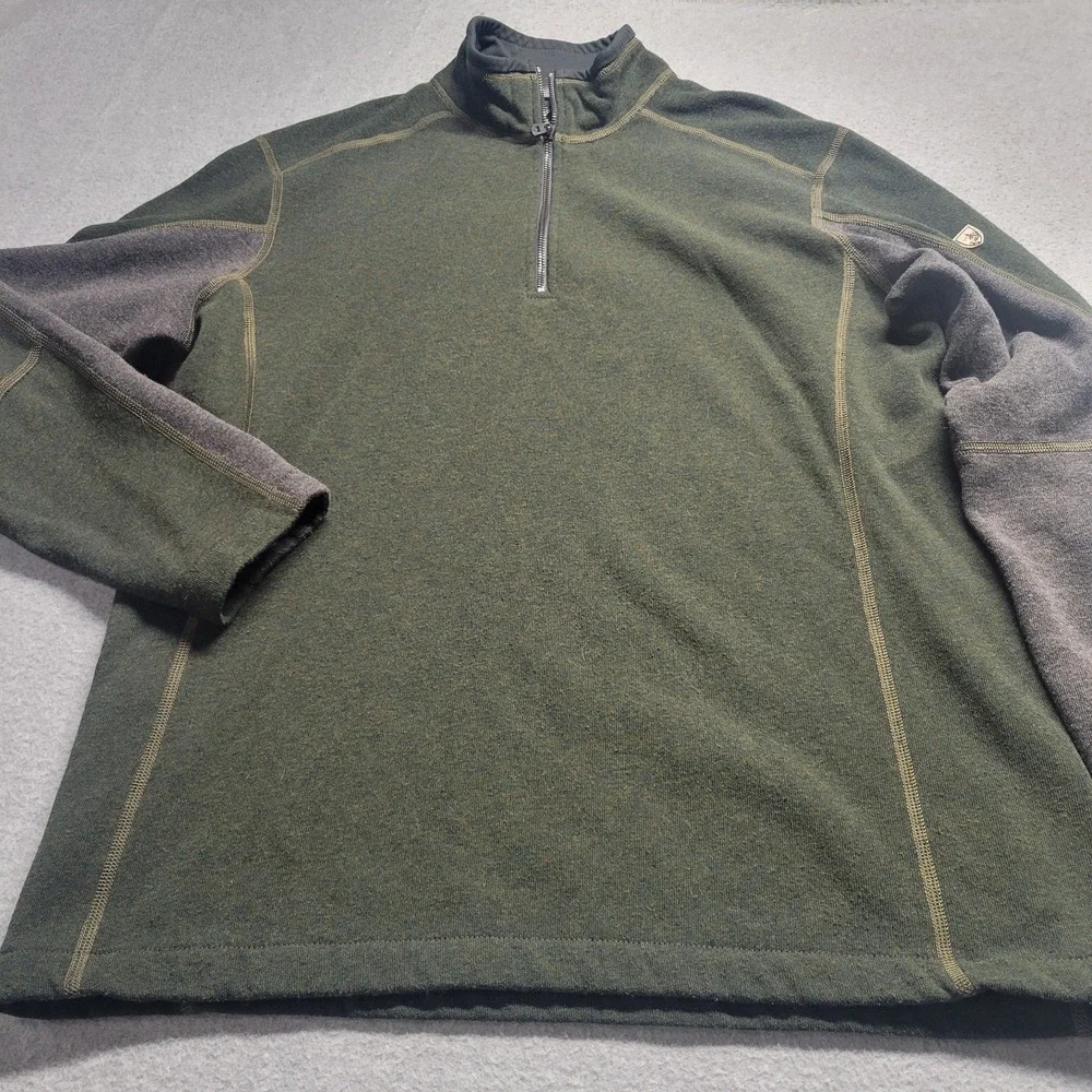 Kuhl Sweater Mens Medium Long Sleeve 1/4 Zip Casual Adult Outdoor Hiking Green‎